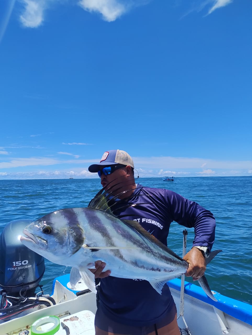 Large roosterfish caught on an inshore fishing charter from Quepos